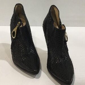 Bionda Castana Elegant Black Snakeskin Women's High Heel Ankle Boots Size 39